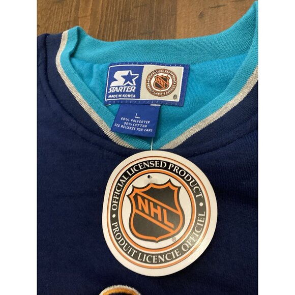 Vtg 90s Starter NHL NY Islanders Fisherman Crewneck Logo Sweatshirt Sz L NOS NWT - Picture 4 of 8